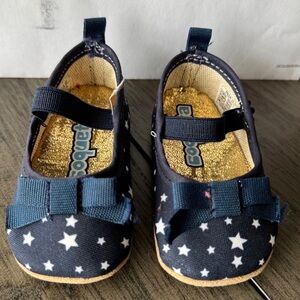 Navy Star Pattern Baby Shoes with Bows
